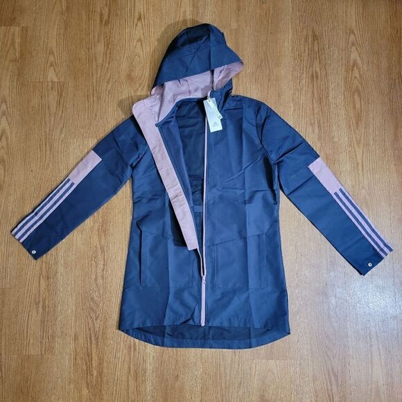 Adidas Tiro Parka Jacket Coat All Weather Women's Size Small S Shadow Navy Grey - Picture 6 of 15